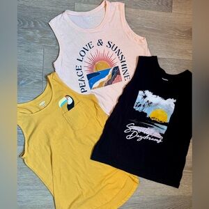 Lot of 3 Old Navy Graphic Soft Washed Tank Tops! Girls Size Large (10-12)